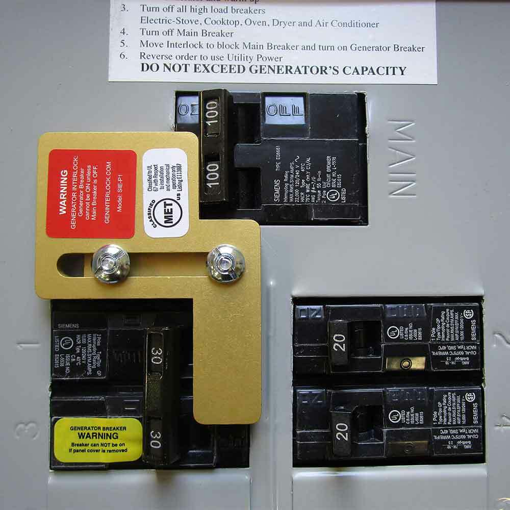GenInterlock SIE-P1 Breaker Panel 100 Amp Panels Siemens and Murray