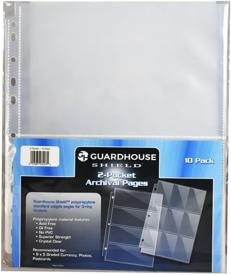 Shield 2 Pocket Currency Storage Pages for Graded Bills