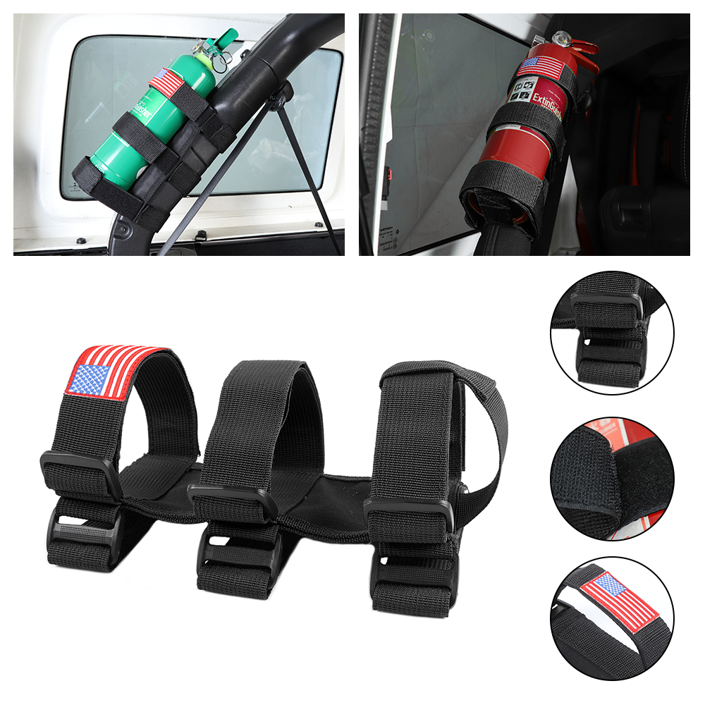 Black Roll Bar Fire Extinguisher Holder Adjust Bracket Mount for Jeep Wrangler