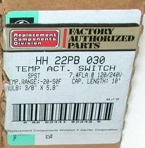 New Whit-Rodgers HH 22PB 030 Remote Temperature Switch Controller