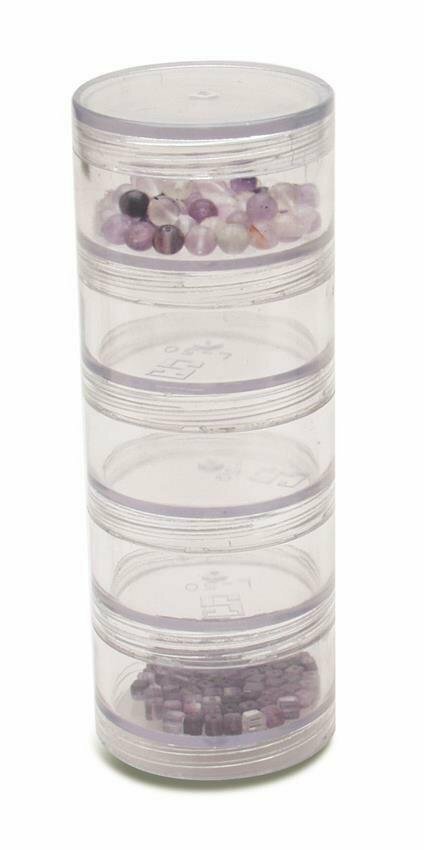 5 Round Stack Plastic Storage Small Bead Stone Jewelry Organizer Containers