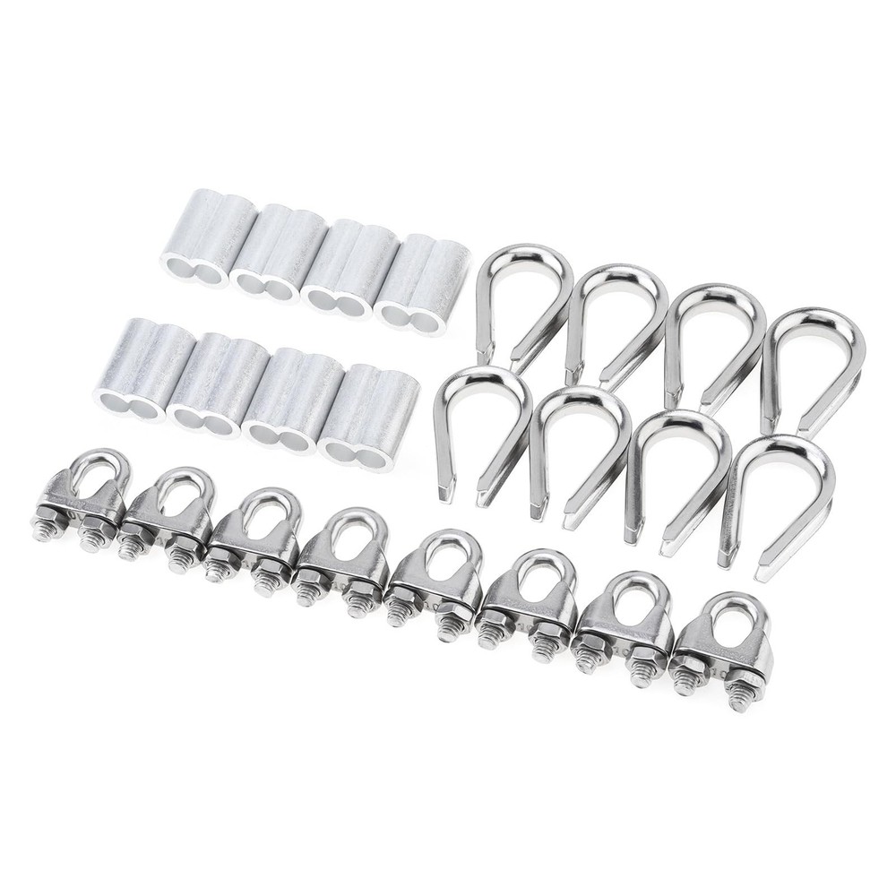 24 Pcs M10 Cable Clamp Thimble Ferrule Set 3/8" Wire Rope Rigging Accessories...