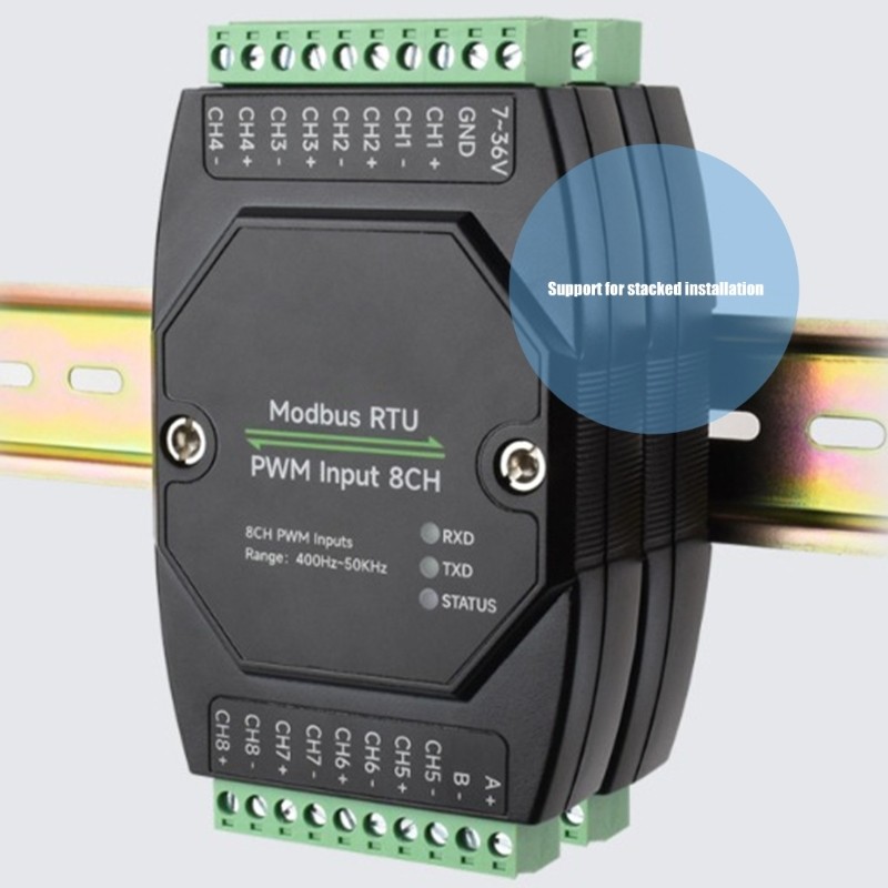 DIN Rail Mountable 8Port PWM Pulse Input Module With Modbus RTU Interfaces