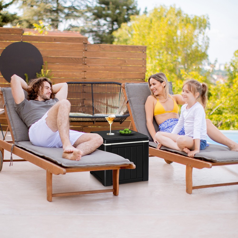 Cooler Side Table, Portable Ice Chest with Built-in Handle