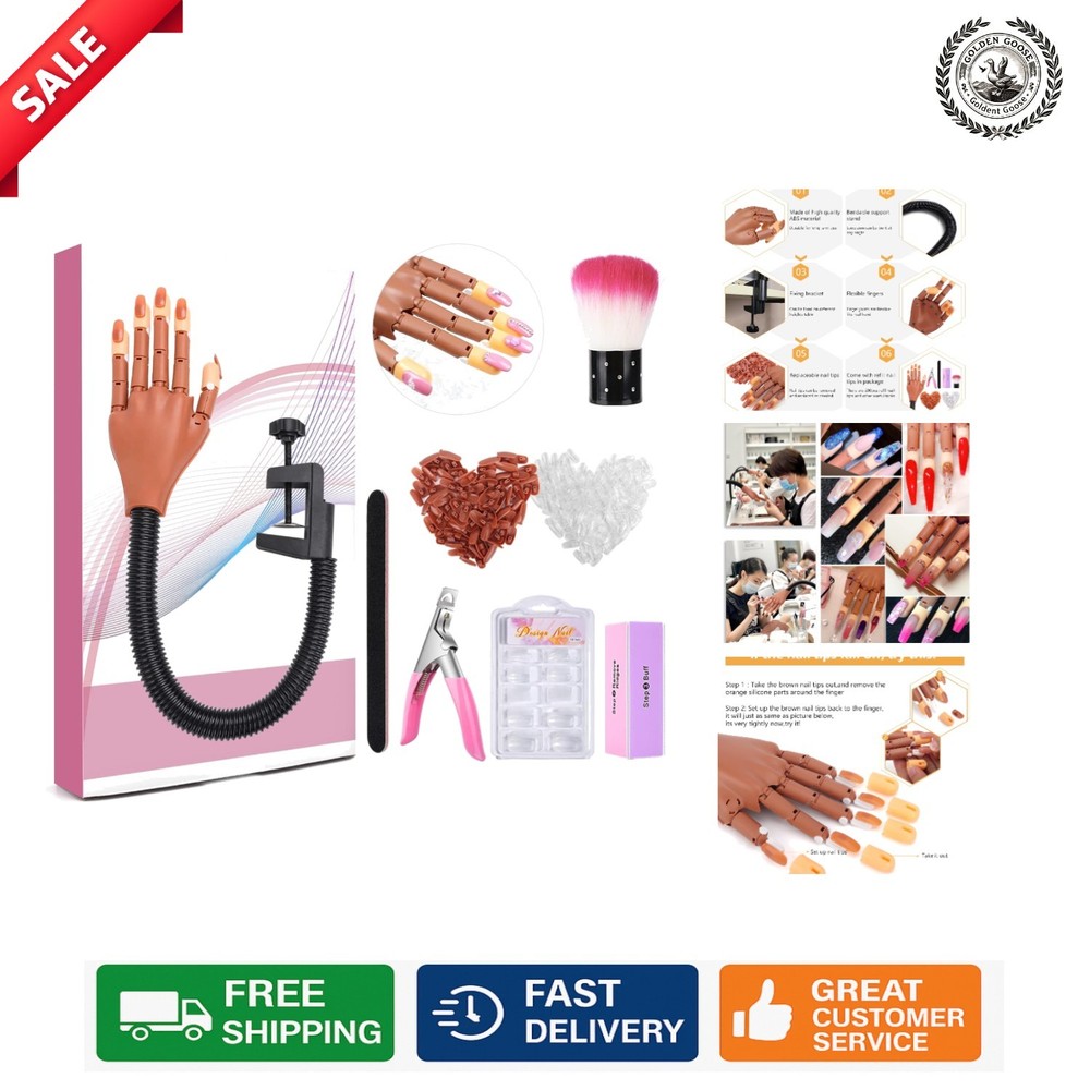 Professional-Grade Practice Hand for Acrylic Nails - 300 Tips + Essential Tools