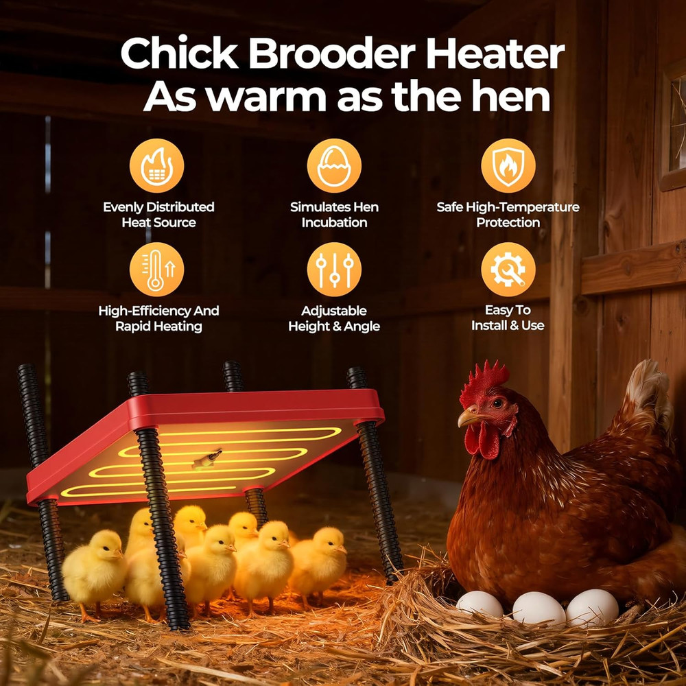 Winter Chick Brooder Heating Plate, Adjustable Temp & Height, Energy Efficient