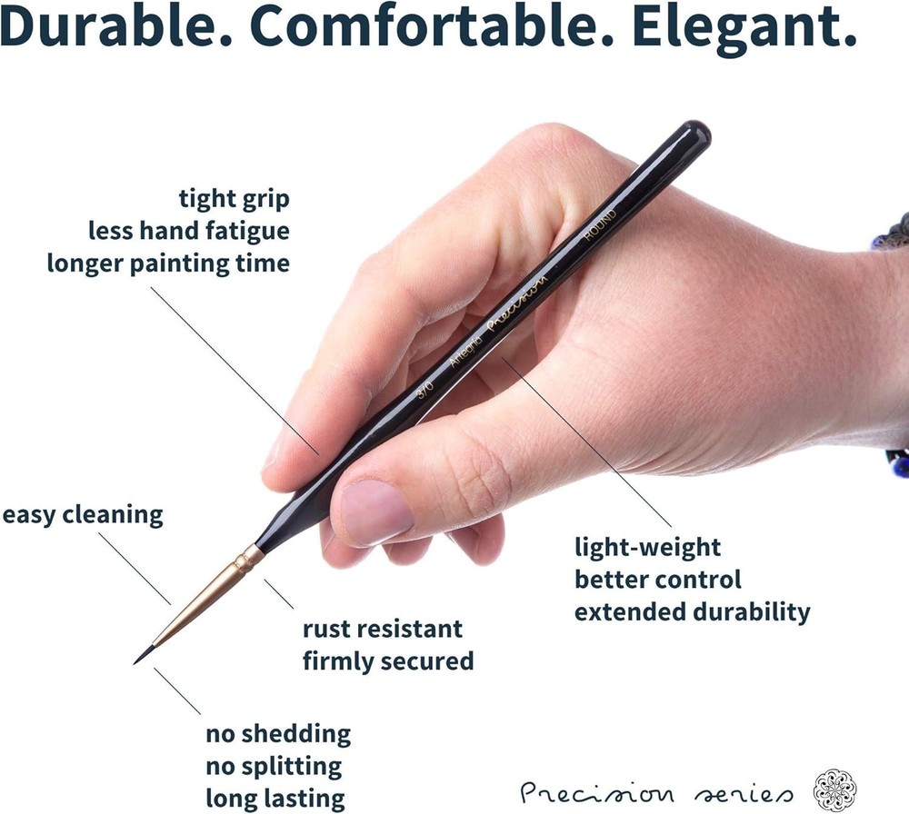 Precision Art Brush Set - 8 Ergonomic Miniature Brushes with Storage Container