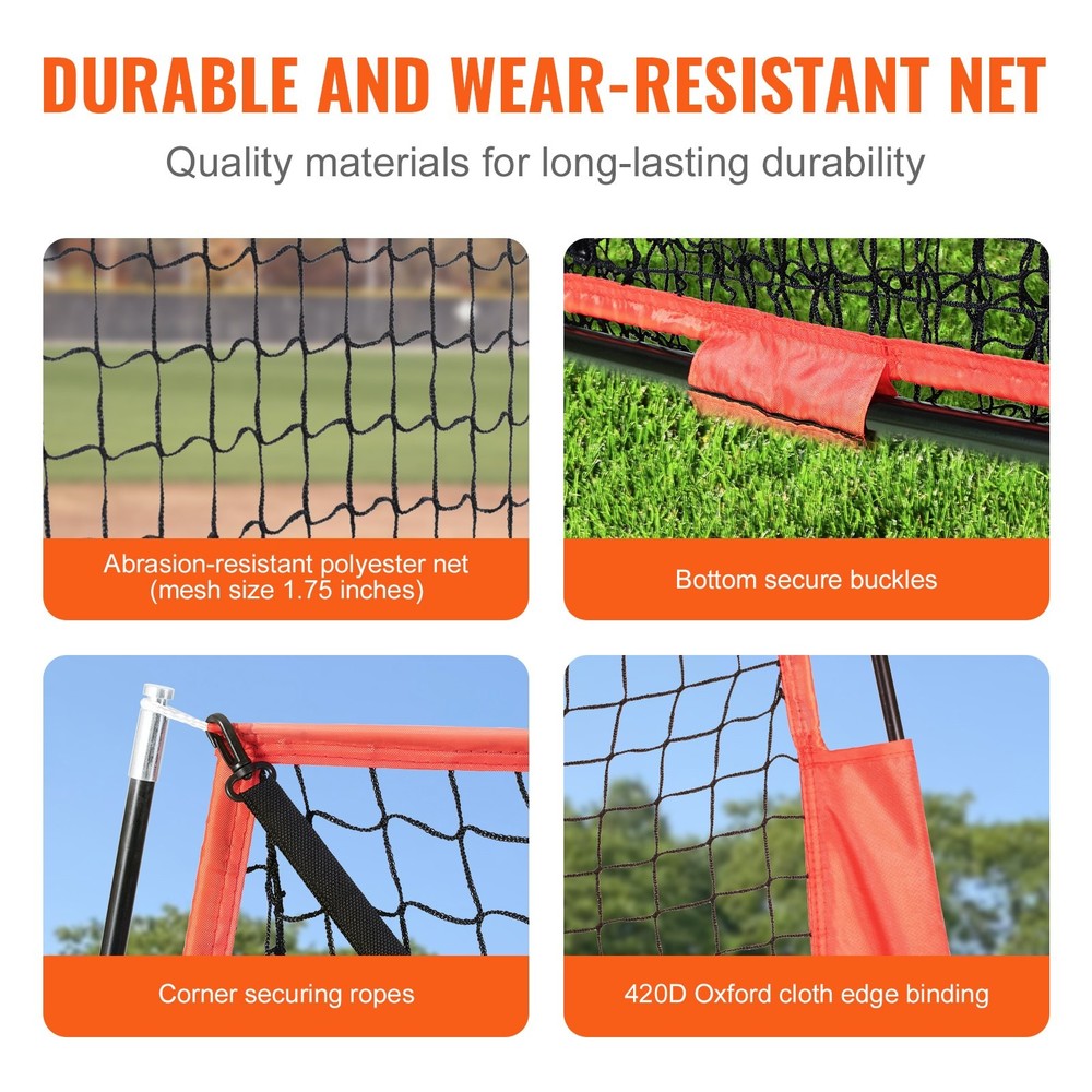 7x7 ft Baseball Softball Practice Net, Portable Baseball Training Net for Hittin