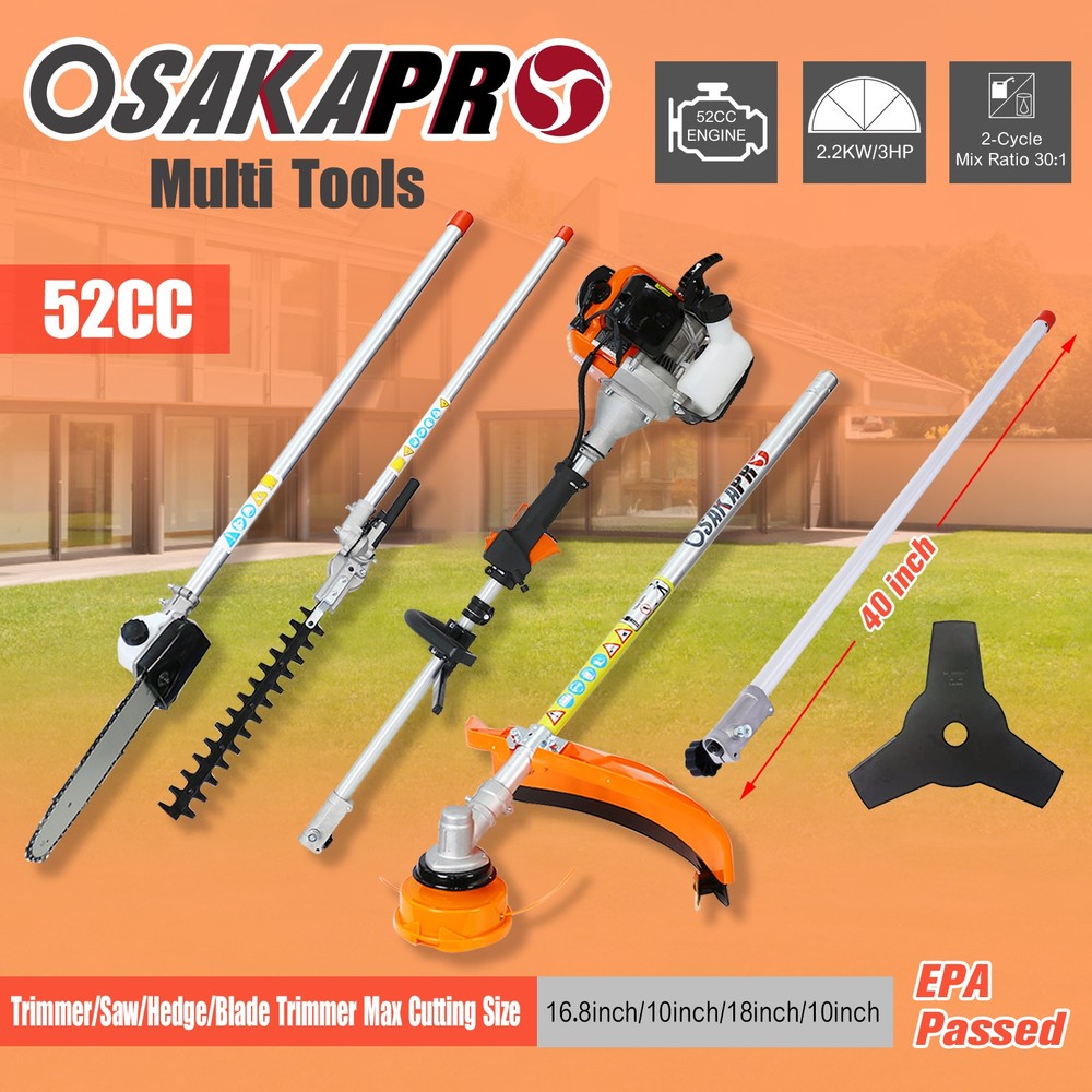 10 in 1 Multi-Functional Trimming Tool 52CC 2-Cycle with Pole Saw String Trimmer