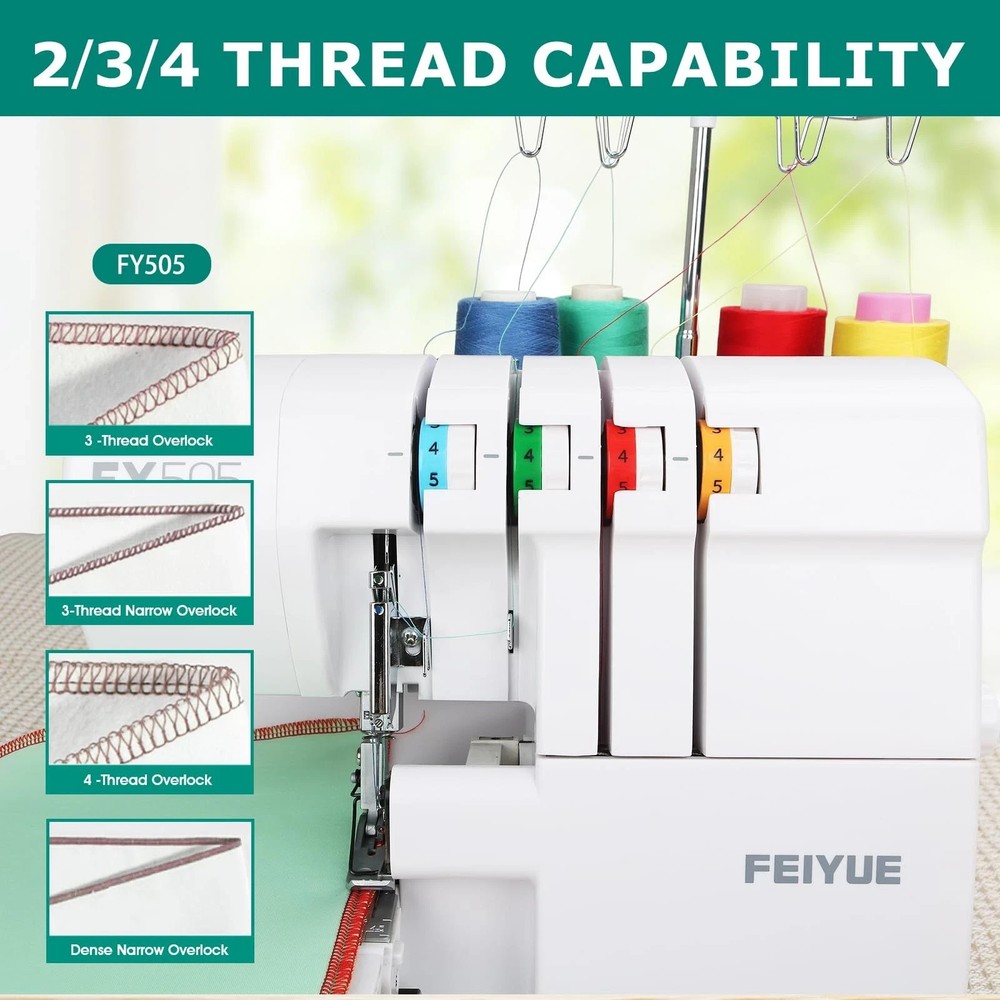 FEIYUE FY505 Serger Overlock Machine with 2/3/4 Thread Capability