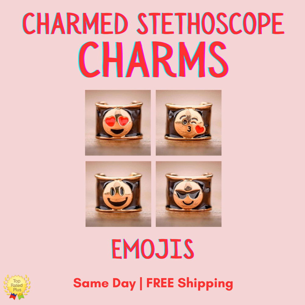 CharMED Stackable Stethoscope Bling Charms | Emojis