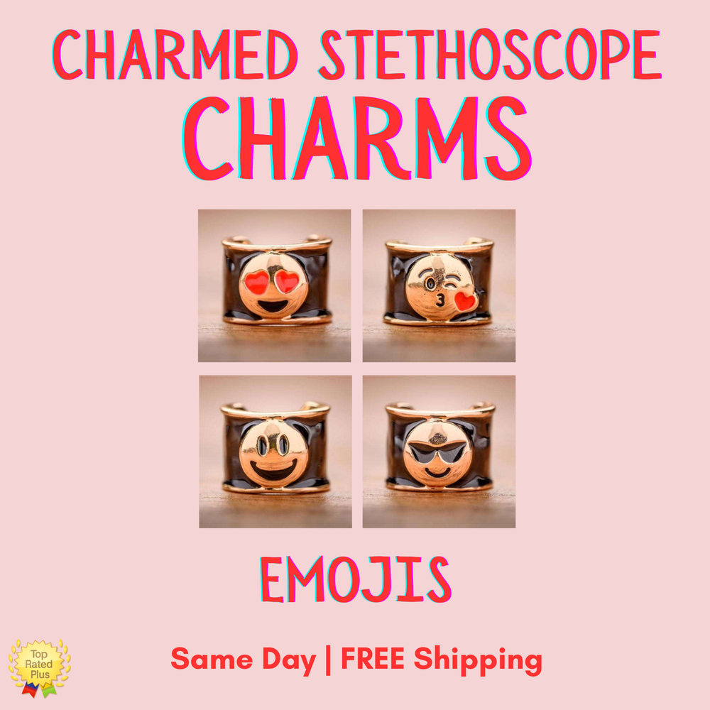 CharMED Stackable Stethoscope Bling Charms | Emojis