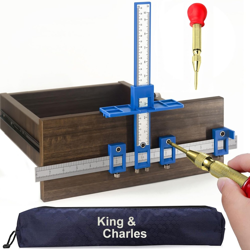 Cabinet Hardware Jig, Cabinet Handle Jig with Automatic Center Punch, Avoid J...