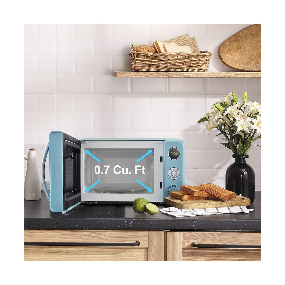 Galanz GLCMKA07BER-07 Retro Microwave Oven, LED Lighting, Pull Handle Design,...