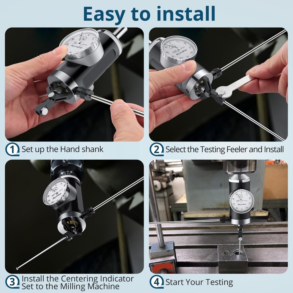 ALLmeter Coaxial Centering Dial Test Indicator,0-0.15" Range with 0.0005"...