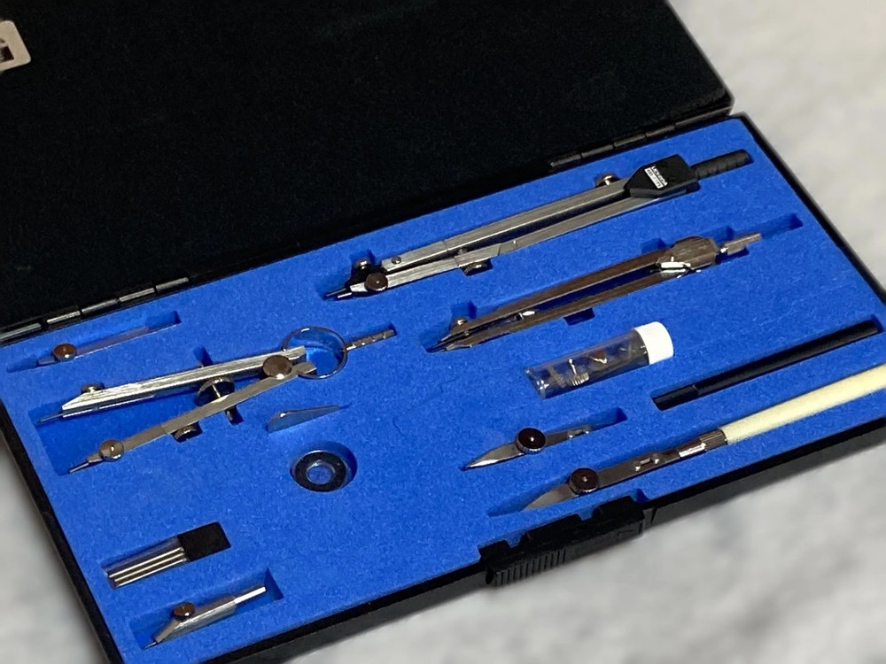 Vintage UCHIDA KD Drafting Tool Set Compass Divider Technical Drawing Japan
