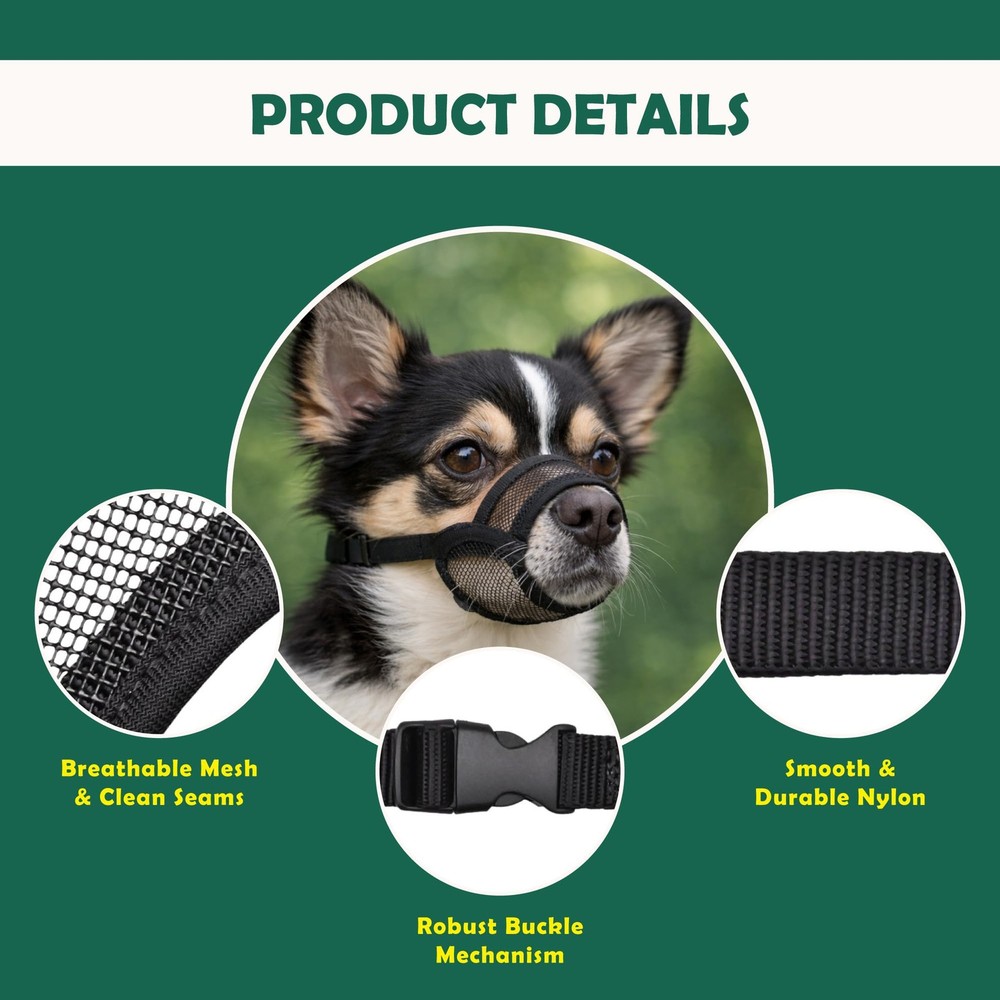 Soft Dog Muzzle for Medium Dogs | Prevent Biting, Barking, Chewing, Panting