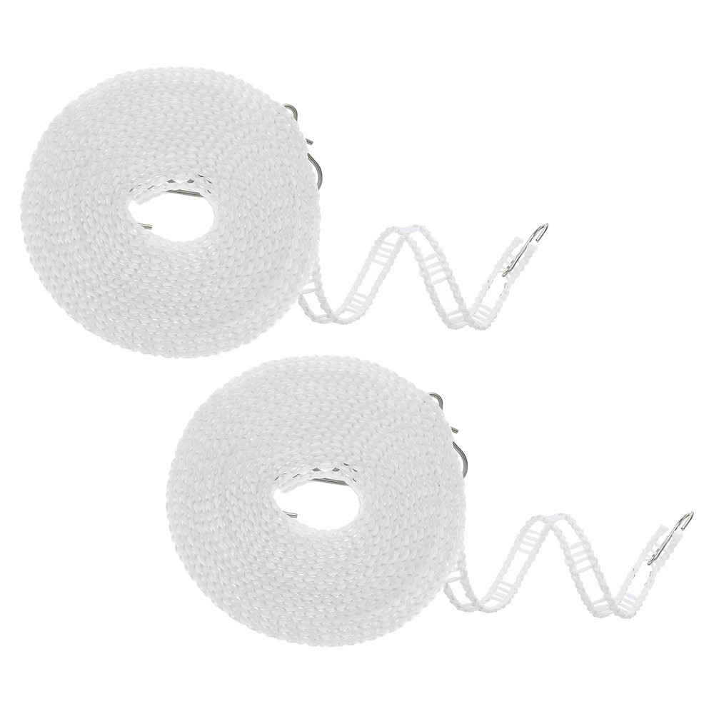 2pcs Windproof Clothesline 5M Plastic Non-Slip Clothes Drying Rope White