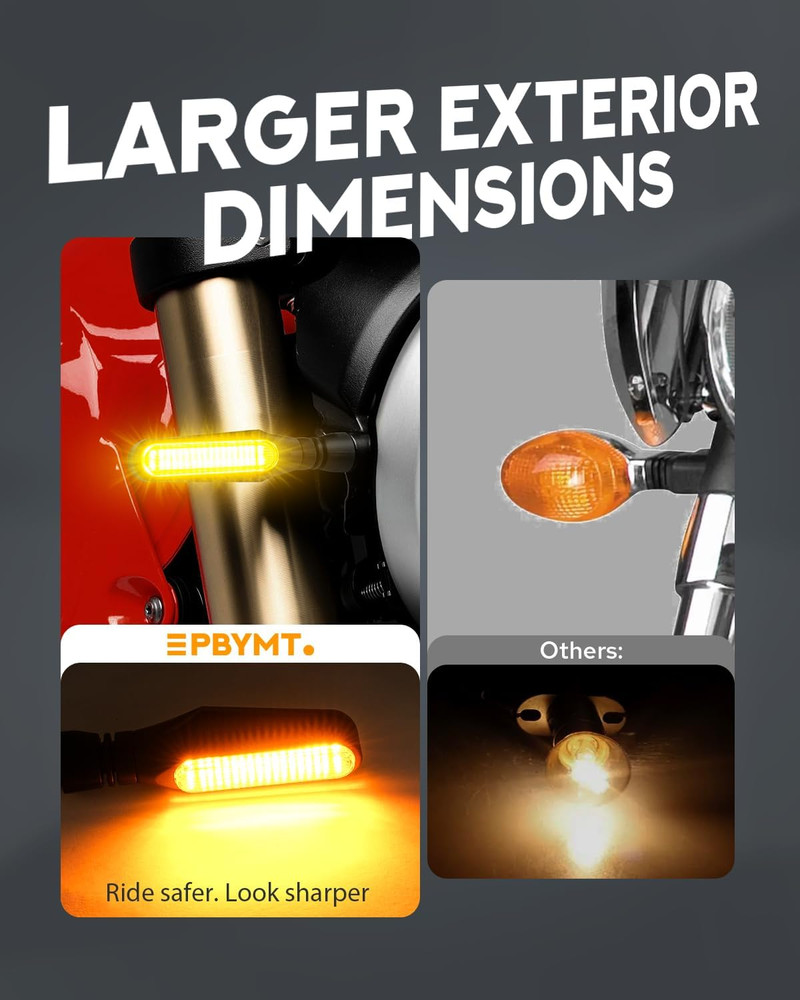 Flowing LED Motorcycle Turn Signals 12V Super Bright Universal Sequential Front