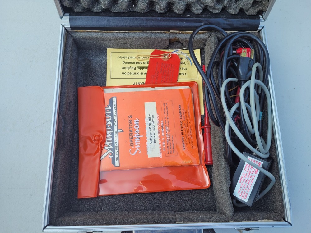 Simpson Digital Multimeter 460D 460 Series 4 Case Leads Manual Extras TESTED