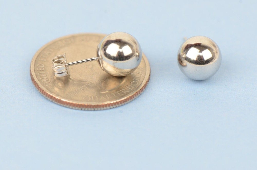 925-Sterling-Silver-Round Ball Stud Earrings High Polished