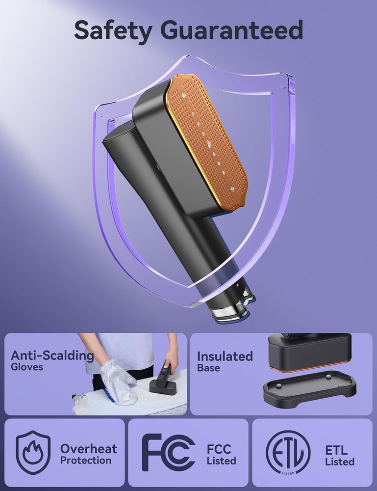 Efficient 2-in-1 Handheld Steamer & Iron with 25-Minute Continuous Steam