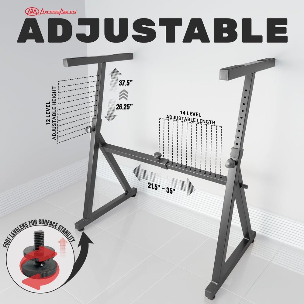 AxcessAbles Adjustable Piano Keyboard Stand and DJ Controller Desk – Removable 3