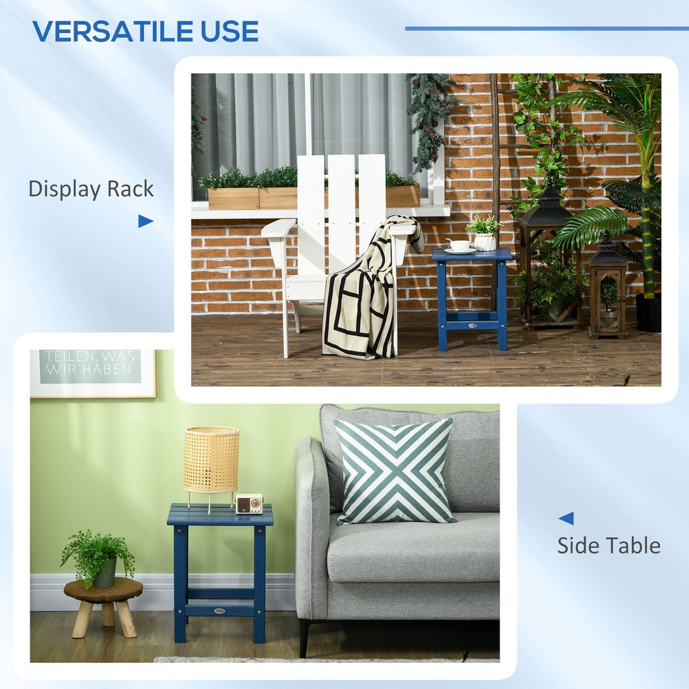 Patio Side Table, Outdoor Plastic End Table for Backyard Deck Lawn, Black
