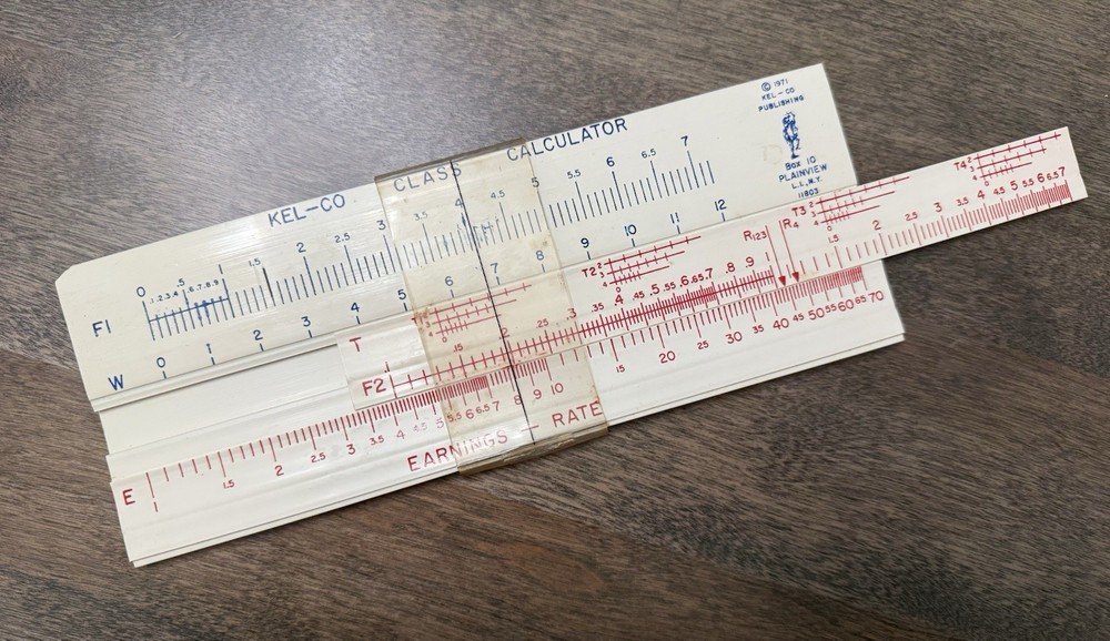 Vintage 1971 Kel-Co Class Calculator With Instruction Booklet