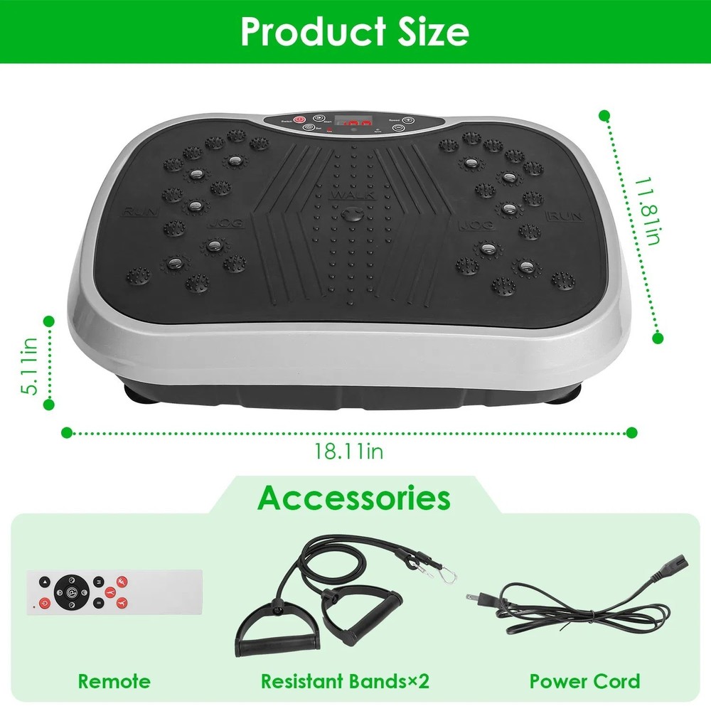 Vibration Plate Exercise Machine with Resistance Bands & Remote Control