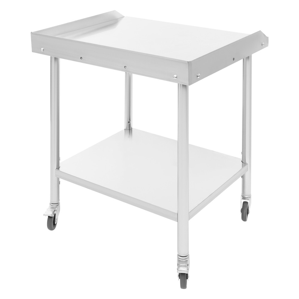 2-tier Work Table, Stainless Steel Work Table, Commercial Prep Table with Wheels