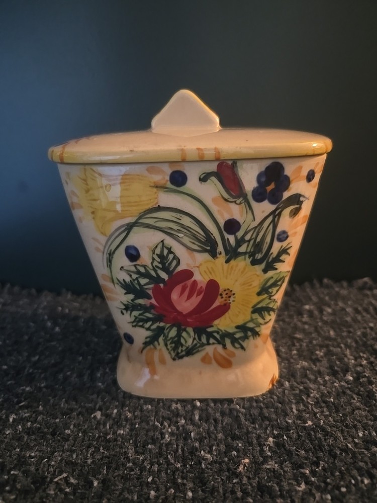 Vtg Maruhon Ware Spice Container.  Ceramic Handpainted Floral Design. Sm. Chip