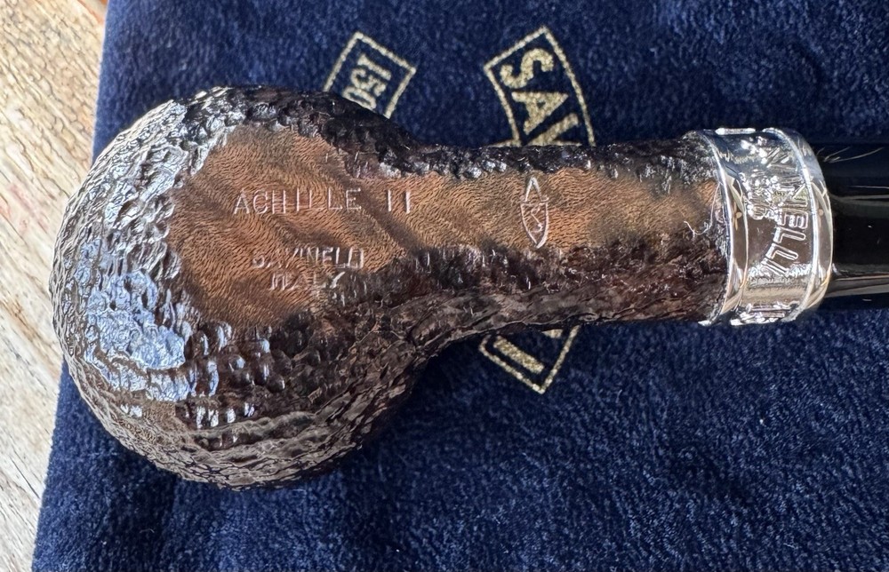 Savinelli 150th Anniversary Achille II Rusticated Billiard 6mm Filter Pipe