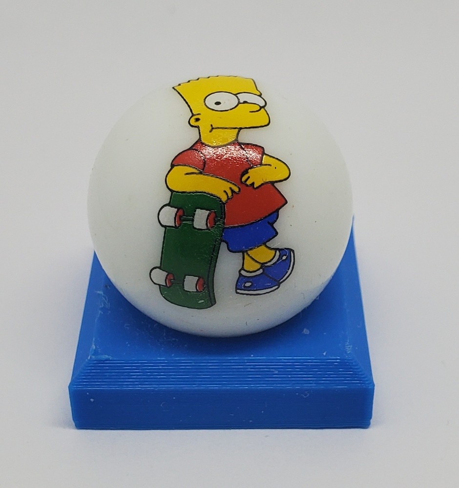 Bart Simpson 1" Glass Logo Marble w/ Colored Stand