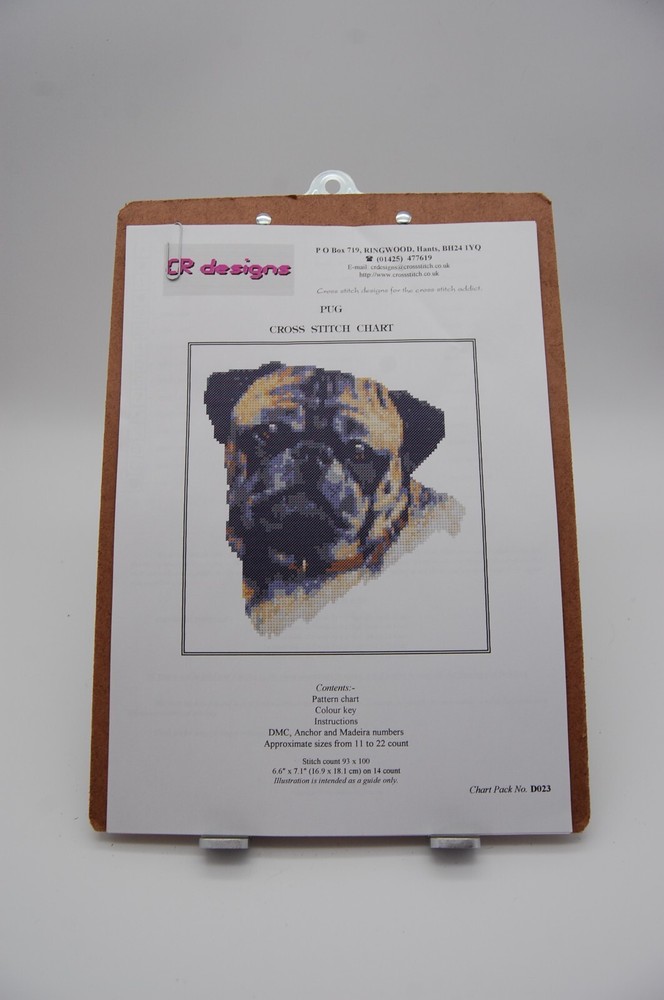 CR Designs Cross Stitch Pattern Chart "Pug" #D023