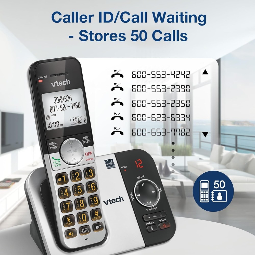 Cordless Phone Set with Answering Machine - 3 Handsets