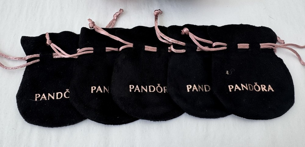 Authentic Pandora FIVE (5) Black Gift Pouches 3" x 2.5"