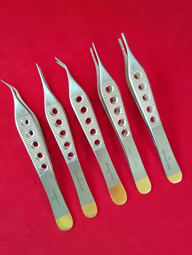 5 PCS ADSON MICRO PLASTIC SURGERY FORCEPS INSTRUMENTS W/ FENESTRATED HANDLE