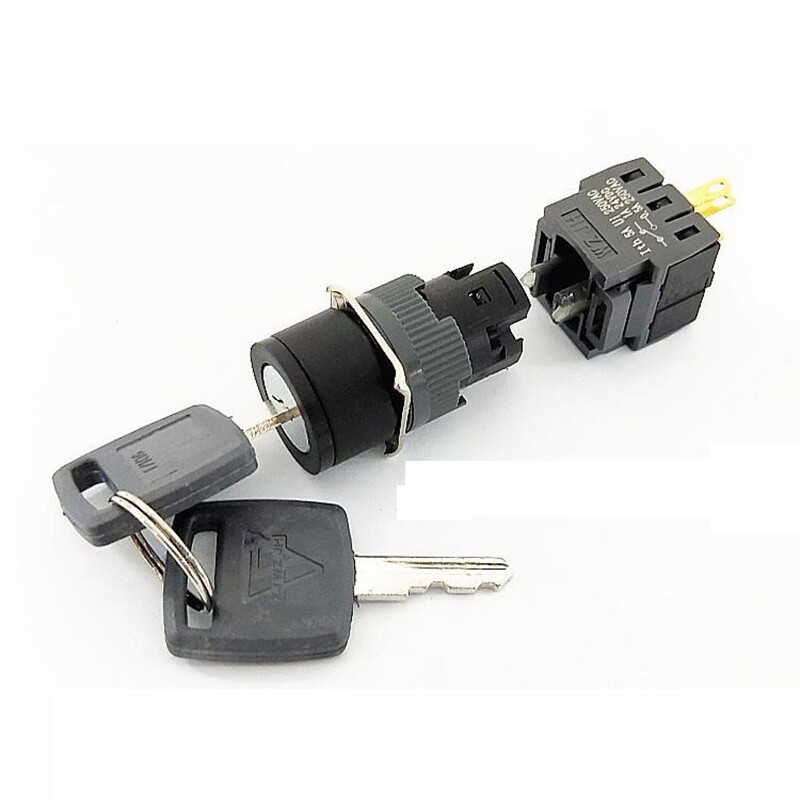 16mm IP40 2/3Position Lock Switch Maintain/Return Square Plastic Key Switch 2key
