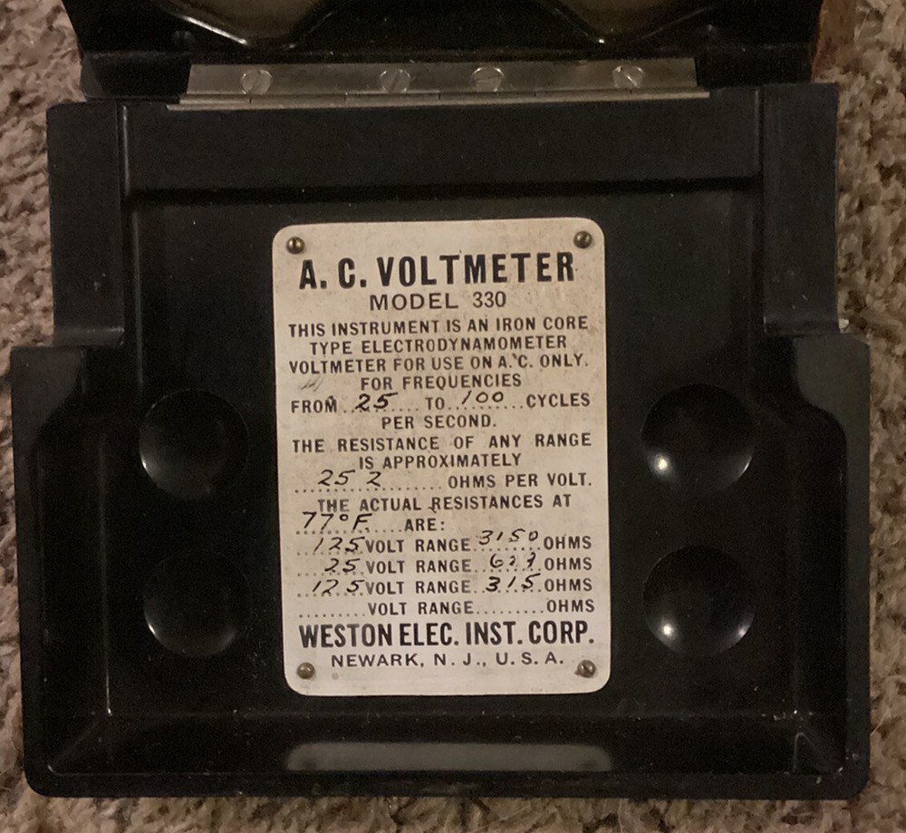 Vintage Weston Model 330 A. C. Voltmeter