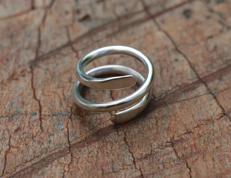 925 Sterling Silver, Solid Silver, Band Ring, Unisex, Wrap Ring