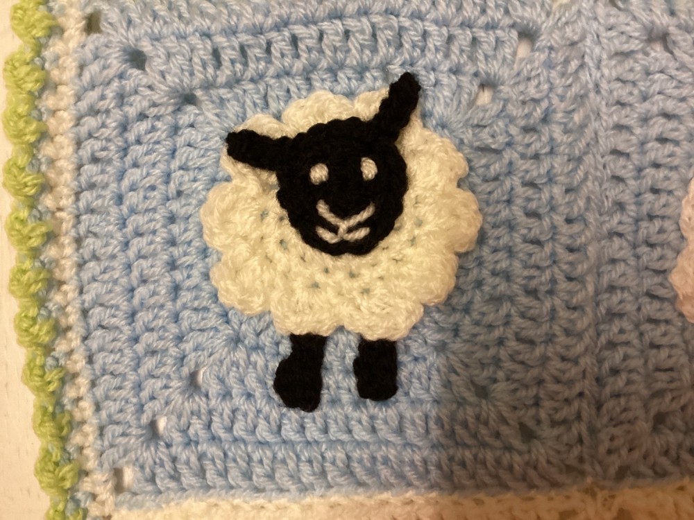 One Handmade Crochet SPRING/EASTER themed blanket 65cmx52cm