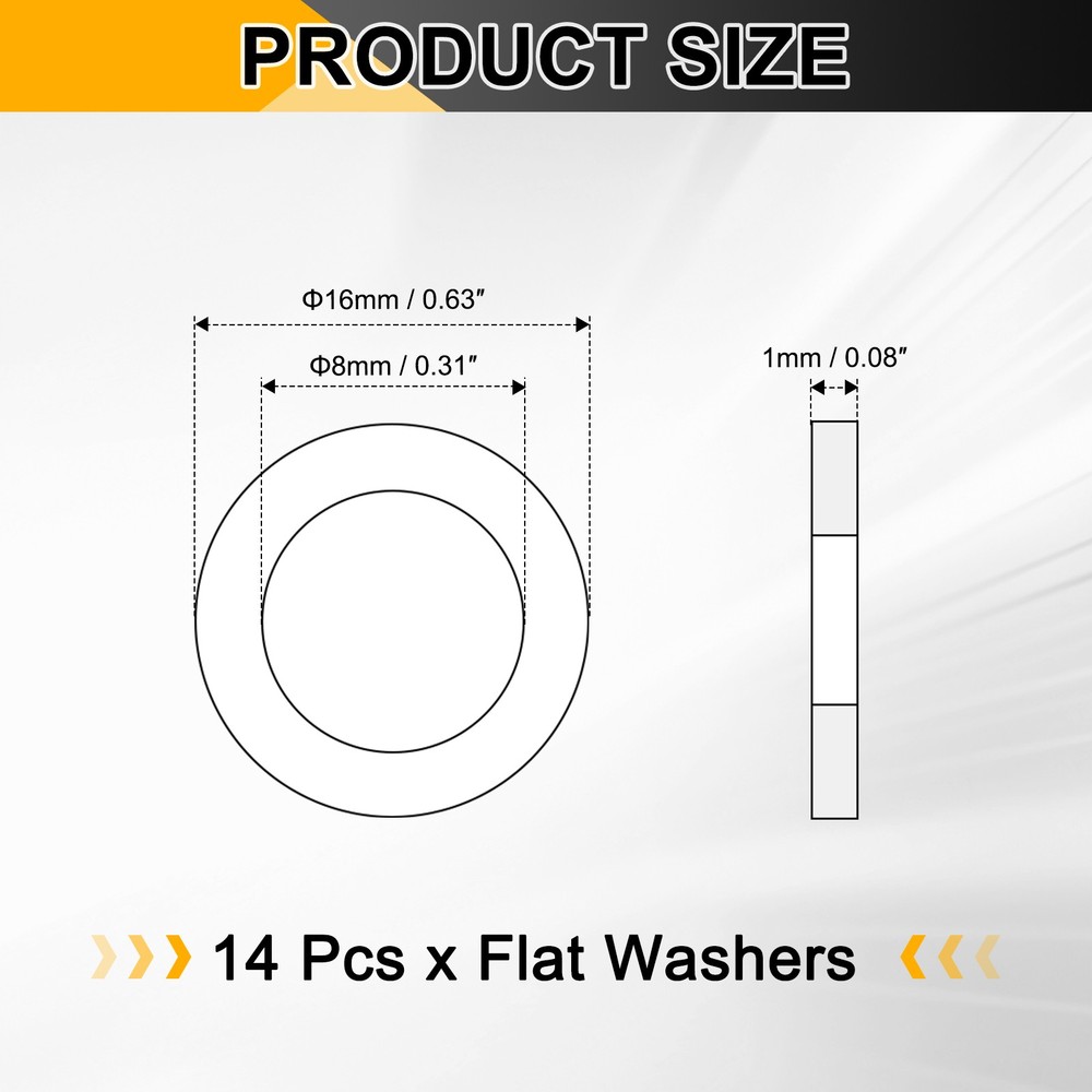 14pcs Copper Flat Washers M8x16x1mm Sealing Ring Plug Gaskets