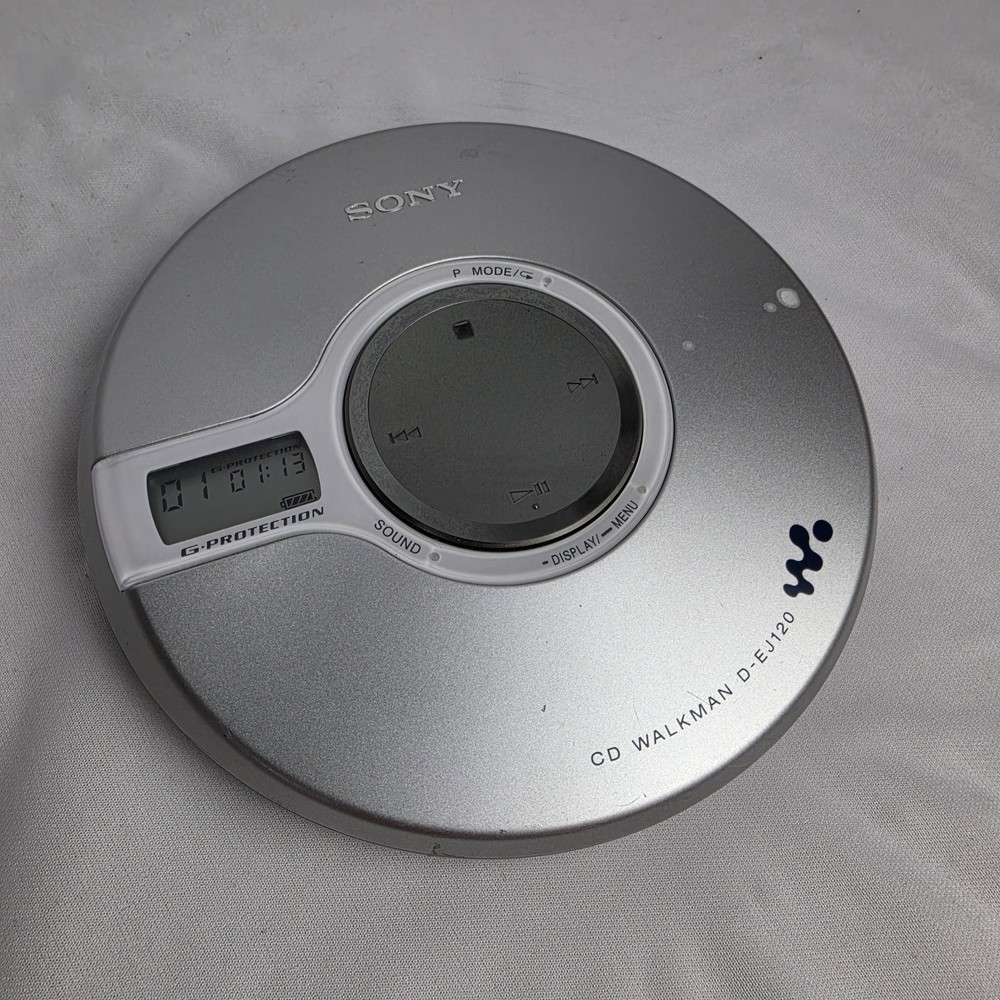 Sony D-EJ120 CD Walkman Portable CD Player G Protection Silver Tested Working