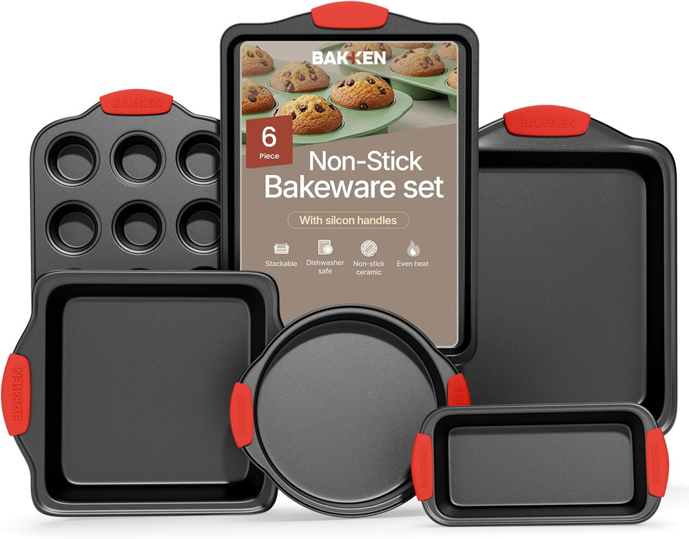 Baking Set – 6 Piece Kitchen Oven Bakeware Set – Deluxe Non-Stick Black Coating