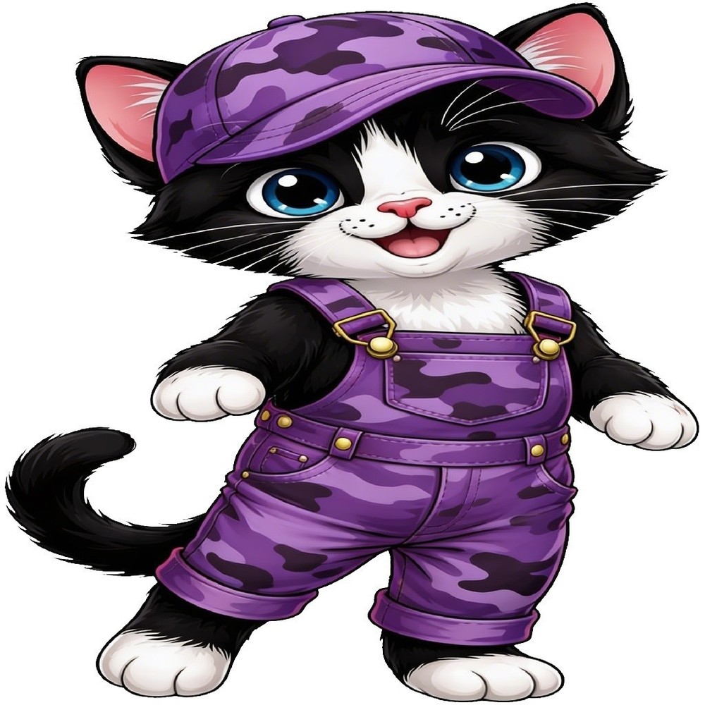 30 Custom Purple Camo Kitten Personalized Address Labels