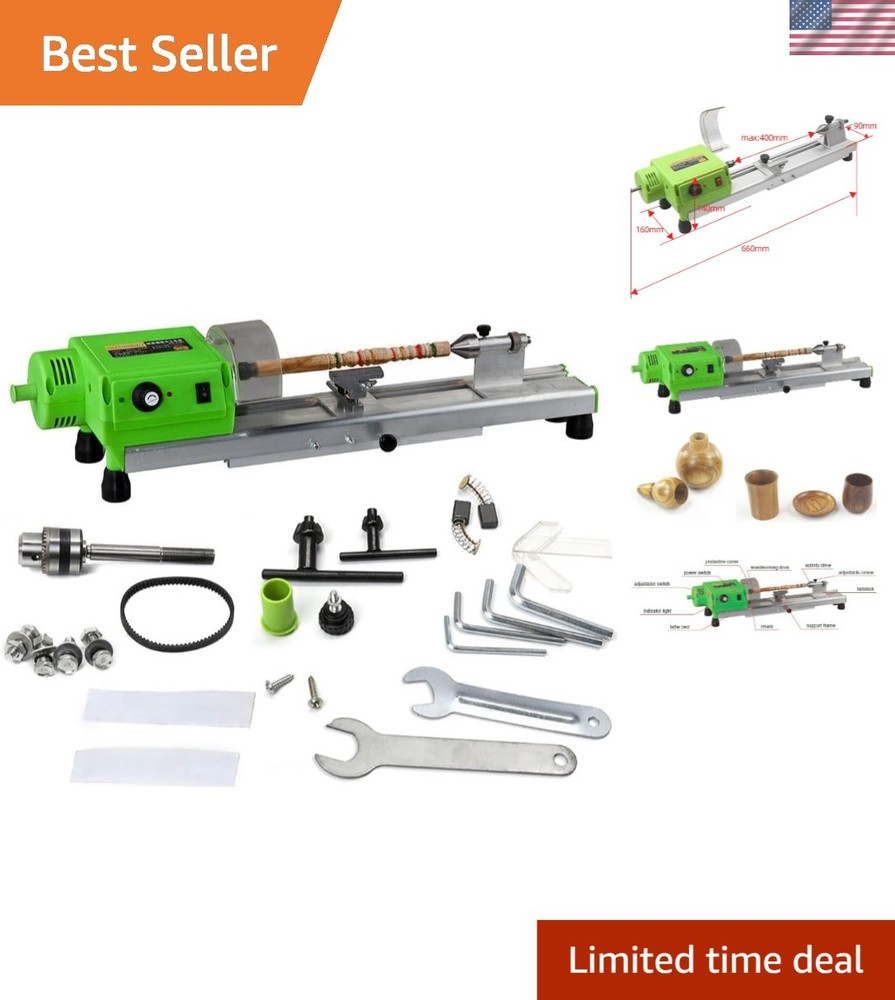 Compact Mini Wood Lathe with Variable Speed Control - Perfect for DIY Crafts