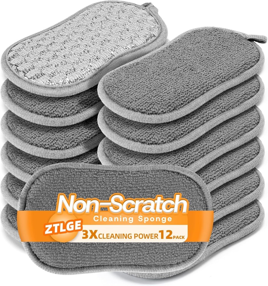 Multi-Purpose Scrub Kitchen Sponges – 12 Pack Dish Sponge, Dual-Sided Non-Scra