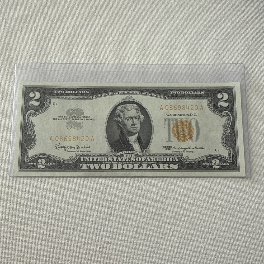 1963 $2 Dollar Bill ( Yellow SEAL🔥)