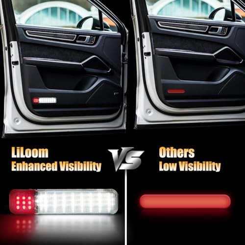 2PCS LED Interior Door Panel Light, White/Red Courtesy Warning 2pcs Red/White
